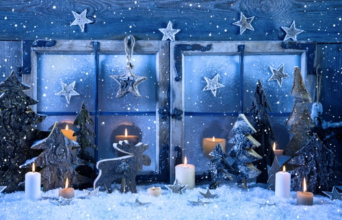 снег, окно, зима, новый год, мороз, печенье, голубые, белые, синие