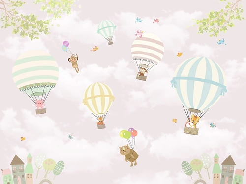 обезьянки, HD, воздушные шары, детские, розовые, желтые, зеленые